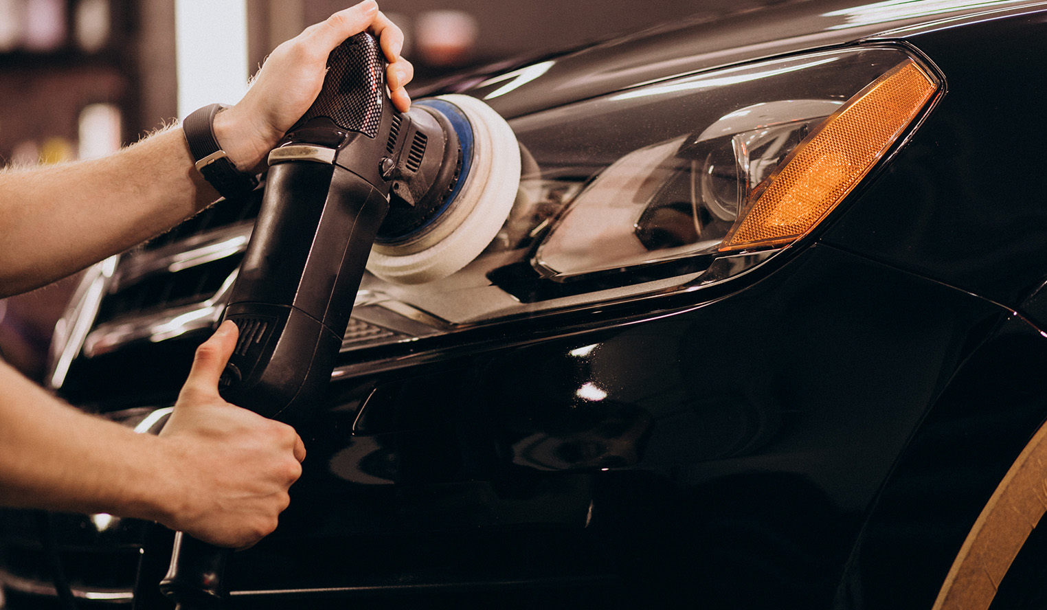 Close-up of ceramic-coated paint protection with high gloss finish